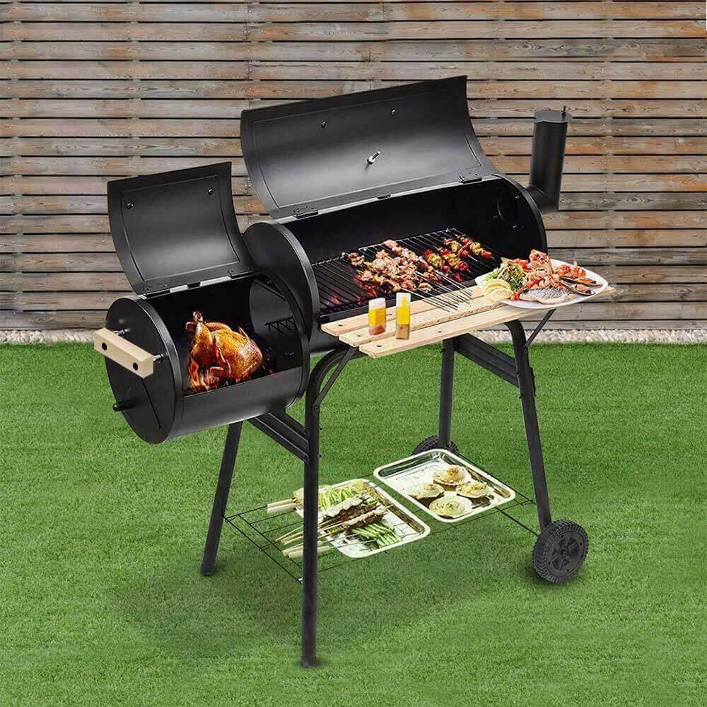 Nordio „Texas” 2 az 1-ben Faszenes BBQ Grill és Smoker Beépített Hőmérővel