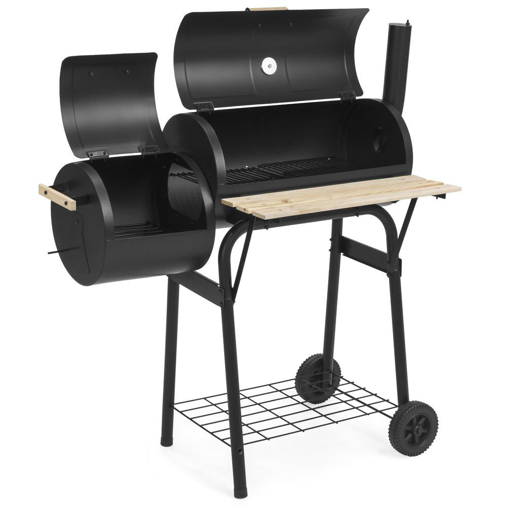 Nordio „Texas” 2 az 1-ben Faszenes BBQ Grill és Smoker Beépített Hőmérővel
