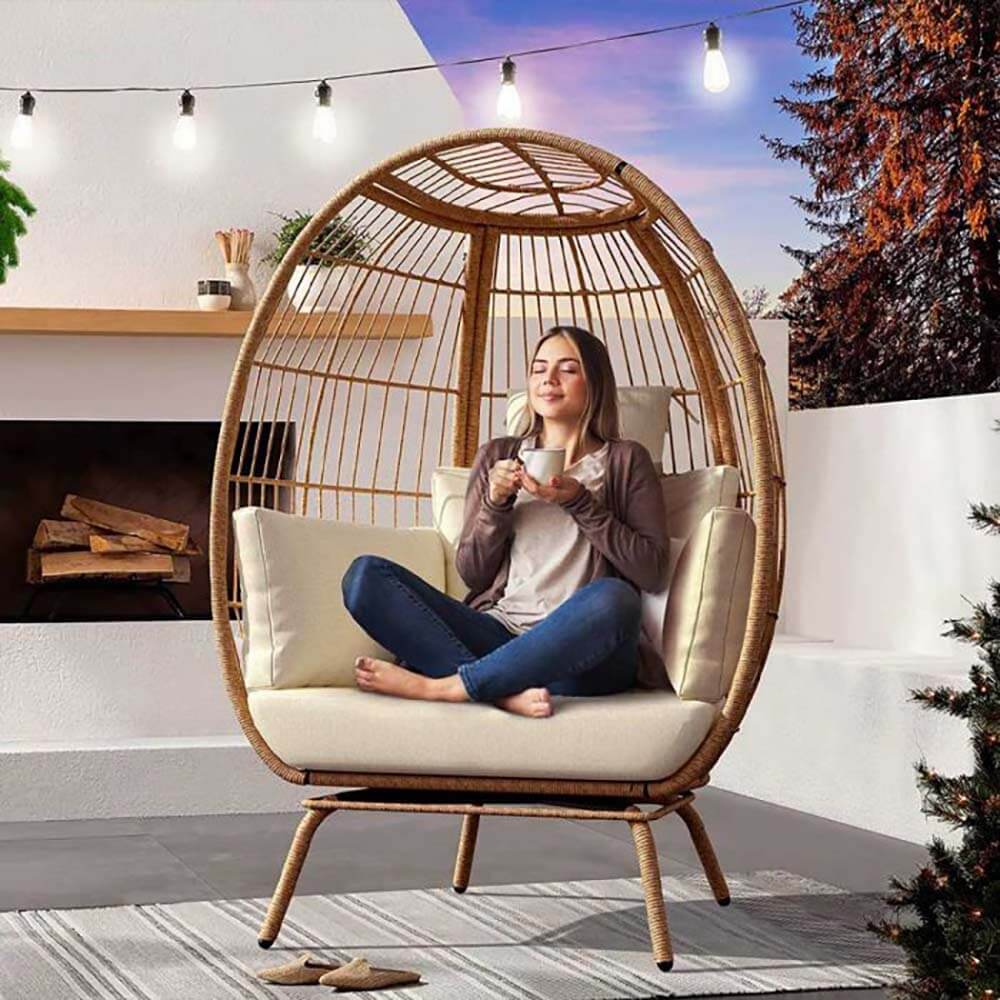 Nordio „Capri” Prémium Rattan Tojásfotel Extra Vastag Párnákkal – Kül- és Beltérre