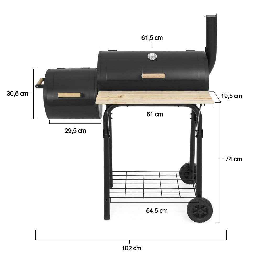 Nordio „Texas” 2 az 1-ben Faszenes BBQ Grill és Smoker Beépített Hőmérővel