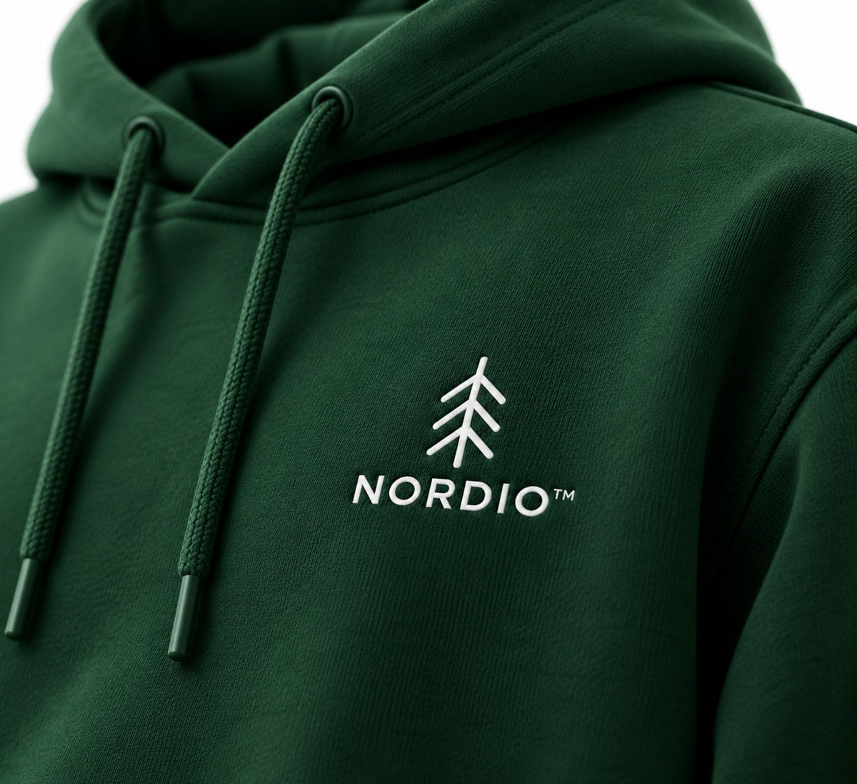 NORDIO Bottle Green hoodie – mellkasi részlet