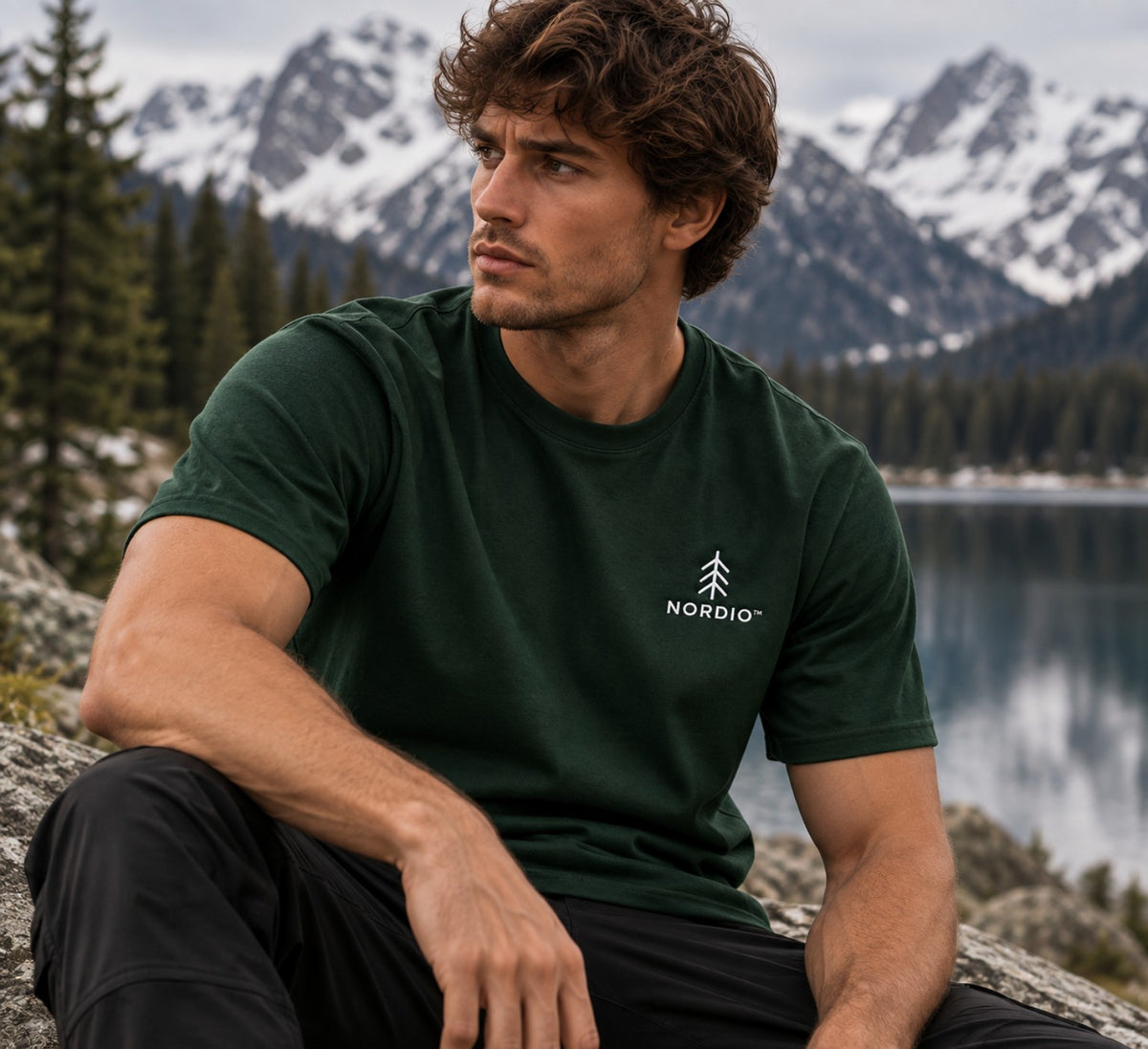 NORDIO Forest Green T-shirt – lifestyle fotó