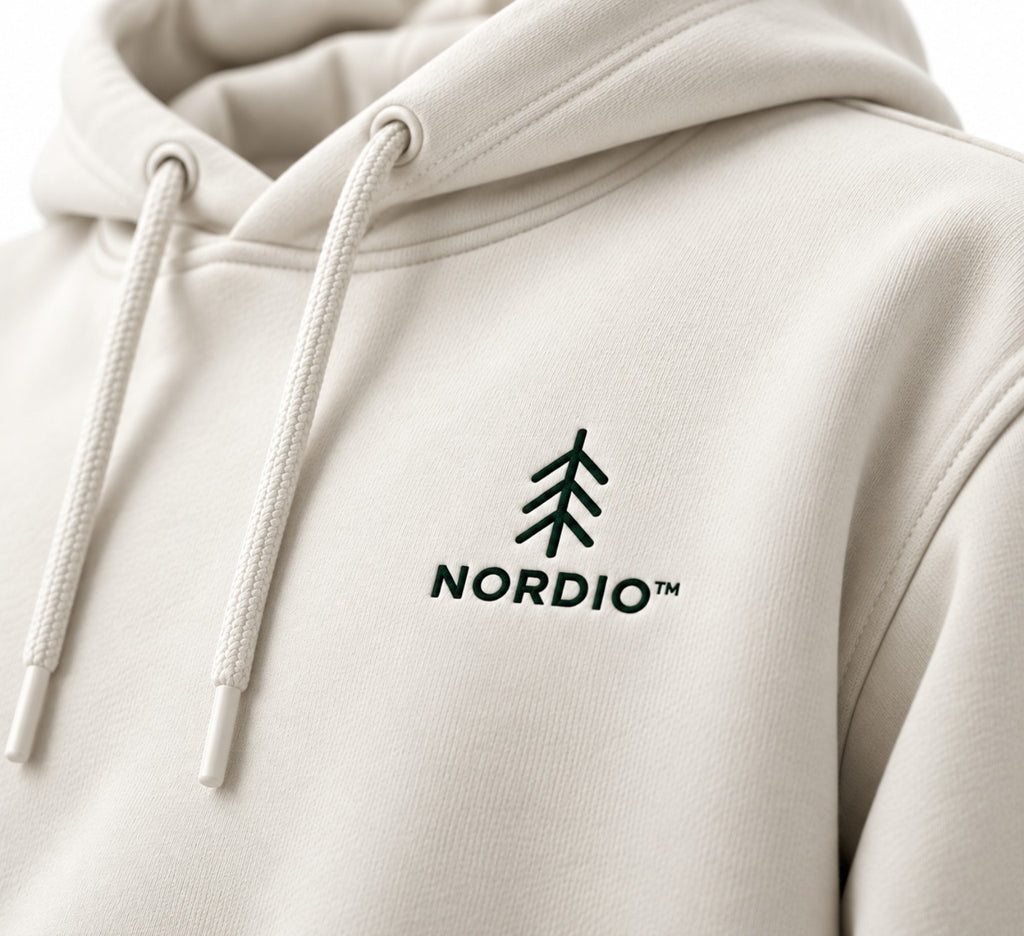 NORDIO Off White hoodie – mellkasi részlet